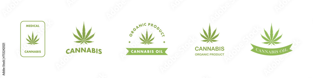 Marijuana, cannabis label and logo graphic template. Marijuana and cannabis leaf green nature logo and symbol template Vector Marijuana, cannabis label and logo graphic template. Marijuana and cannabis leaf green nature logo and symbol template Vector