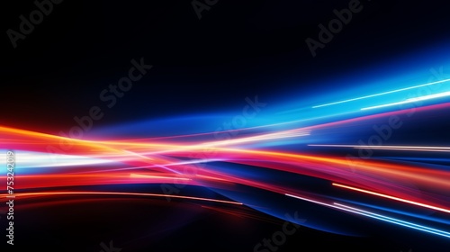 Vector image of vehicle lights captured in motion with long exposure, isolated on a background.