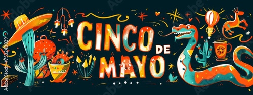 poster for CINCO DE MAYO in the style of mexican pop culture Generative AI