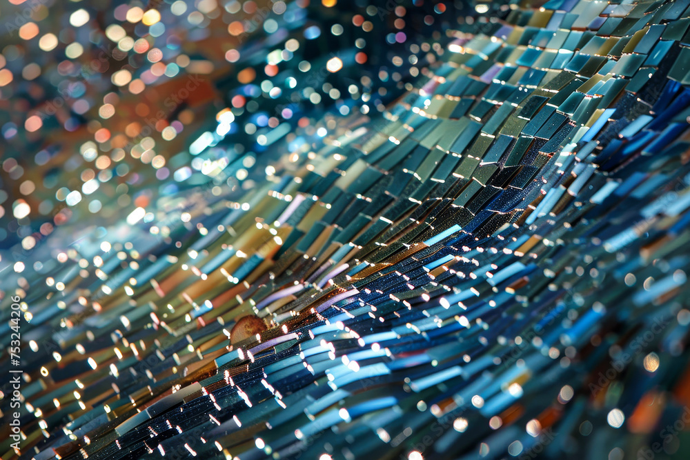 Obraz premium A digital mosaic--waves of tiny squares form an abstract tapestry. Each pixel holds a secret--coded messages, hidden algorithms, and encrypted memories.