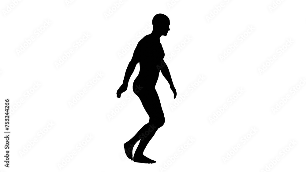 Silhouette of a beautiful young athletic man dancing, isolated on transparent background
