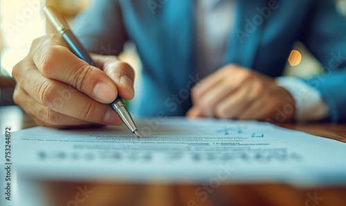 A business person signing c...