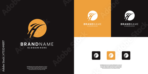 initial H with circle style logo template.