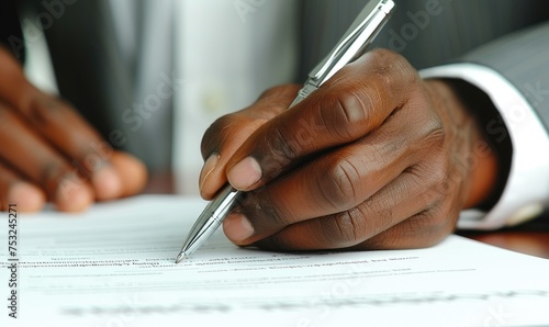 A business person signing c...