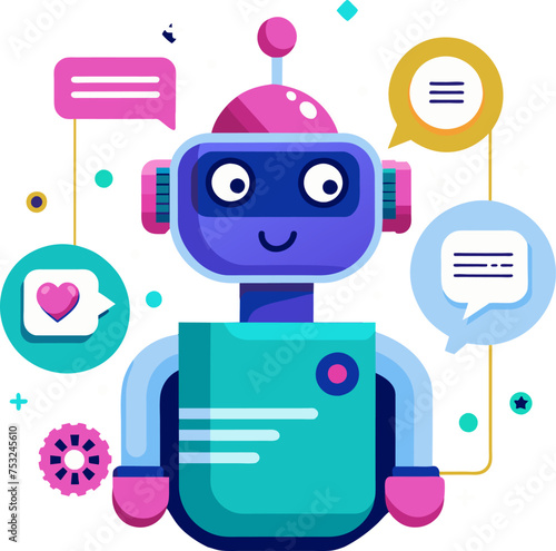 Ai chatbot cartoon logo icon element graphic vector illustration