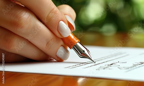 A business person signing c...