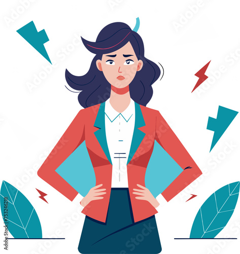 Minimalist unhappy Man Anxiety, professional woman interview room, computer human body DNA strands, bacterias medical Silhouette Vector Graphics element illustration