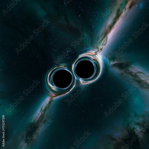 Konstfotografi Imminent Collision: Binary Black Holes Merging in Distant Universe