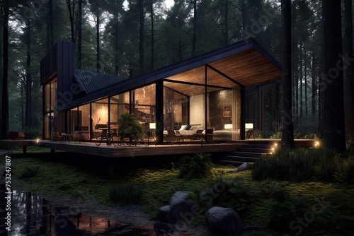 Modern Forest Retreat: A Tranquil Glass House Amidst Nature © Sebastian Studio
