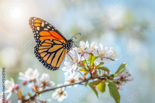 Easter's Natural Symphony: The Graceful Harmony Between a Butterfly and a Blooming Flower © aicandy