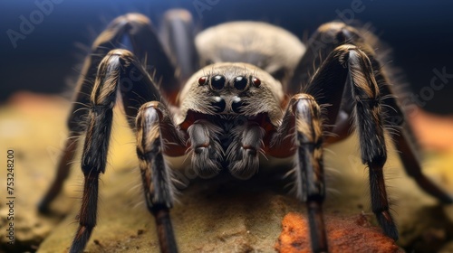 Close up of a jumping spider (Brachypelma smithi). Tarantula spider. Wildlife Concept with Copy Space. 