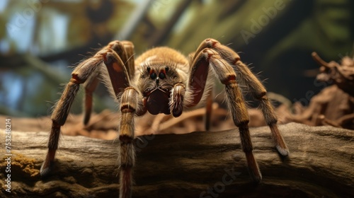 Tarantula spider close up on the background of the forest. Tarantula spider. Wildlife Concept with Copy Space.  © John Martin