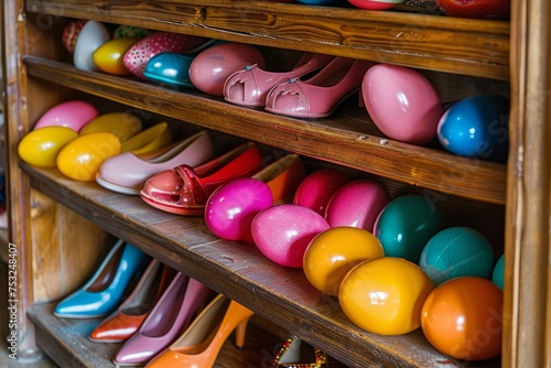 Easter Egg Hunt with a Twist: Discovering Vibrant Eggs in an Unlikely Shoe Rack