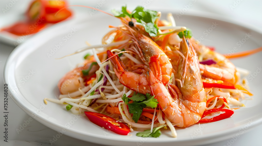 Fresh shrimp and vegetable salad plate Fresh shrimp and vegetable salad plate