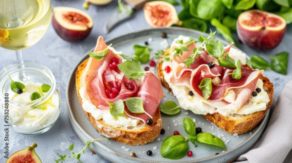 a close up of a plate of food on a table with a glass of wine and a plate of food. a close up of a plate of food on a table with a glass of wine and a plate of food.