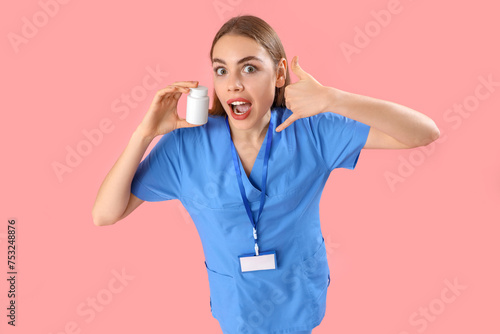 Female doctor with pill bot...