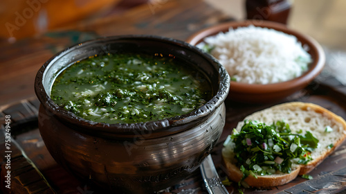 molokhia soup served with rice or bread