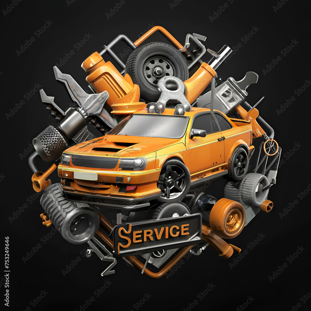 car service logo against black background. car service concept. Ai generated