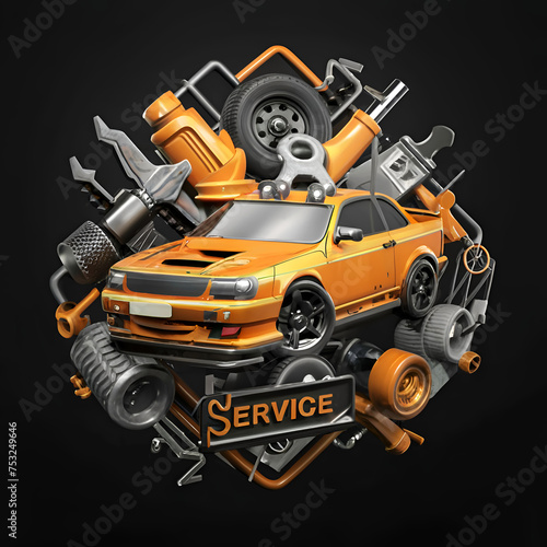  car service logo against black background. car service concept. Ai generated
