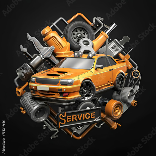 Obraz na płótnie car service logo against black background. car service concept. Ai generated w salonie