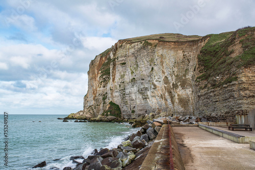 Cliff on the Albatre coast in Normandy by the sea