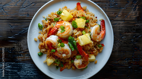 Delicious shrimp fried rice on plate