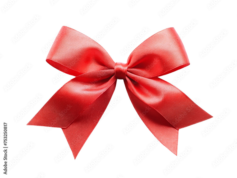 Red ribbon bow isolated on transparent background. Festive decoration element. Red ribbon bow isolated on transparent background. Festive decoration element.