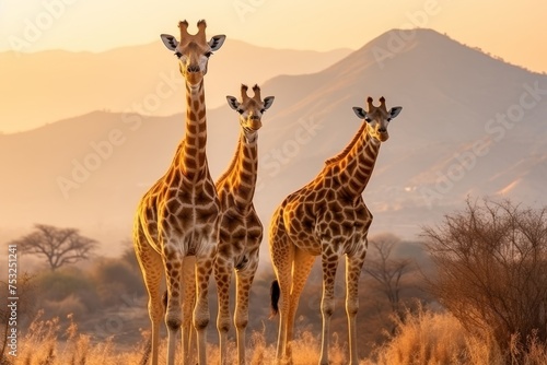 Pair of giraffes standing in the savannah