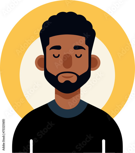 minimalist flat illustration of Matura man in self-acceptance and meditation pose vector graphic