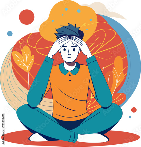 minimalist flat illustration of Matura man in self-acceptance vector graphic