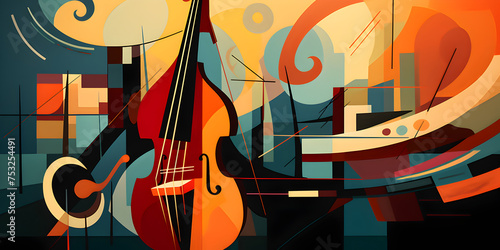 Abstract colorful illustration background with jazz music theme 