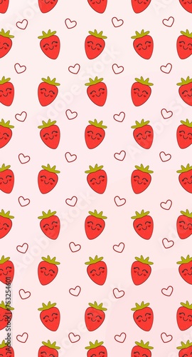 Strawberries and hearts pattern
