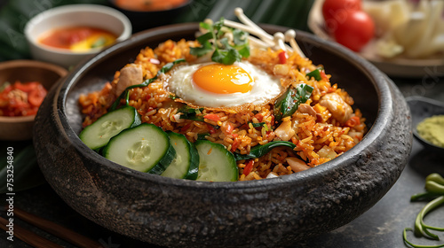 nasi goreng dish with fried rice and vegetables
