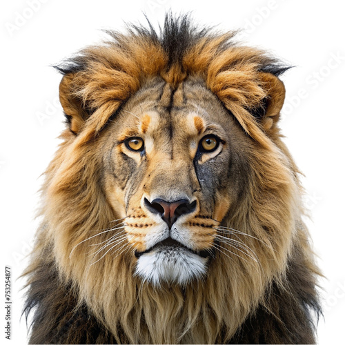 Lion head isolated on transparent background.
