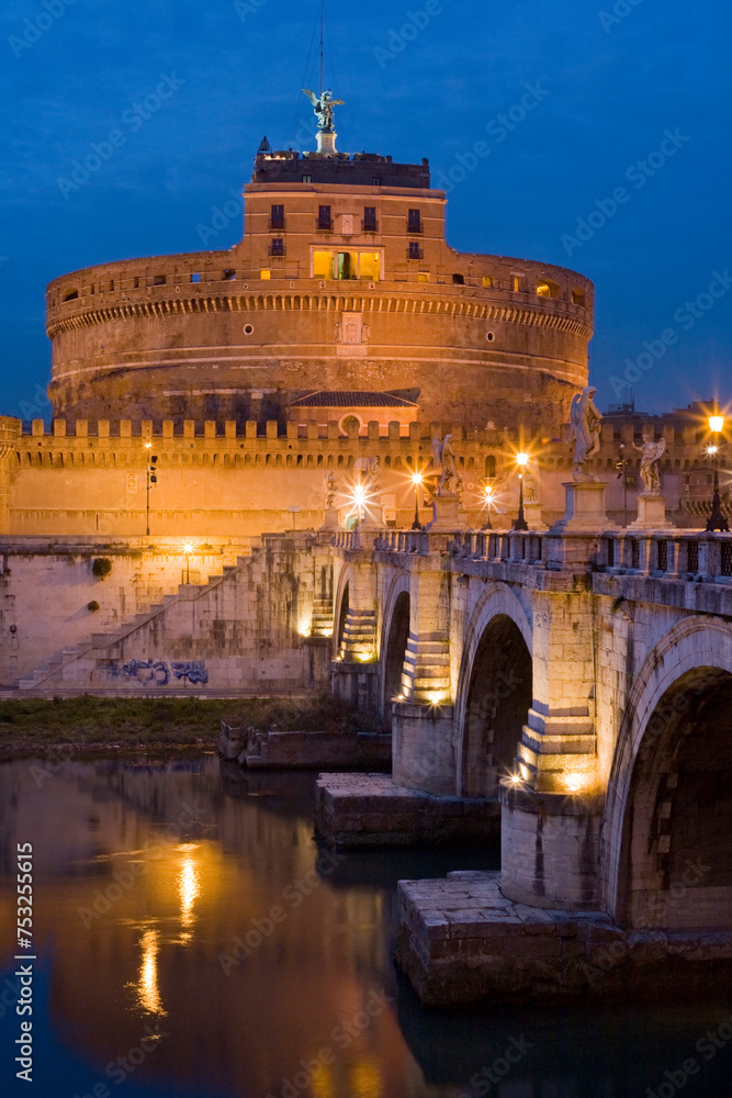 Fototapeta premium Italien; Rom, Castel Sant'Angelo; Engelsbrücke; Engelsburg; Ponte Sant'Angelo; Tiber