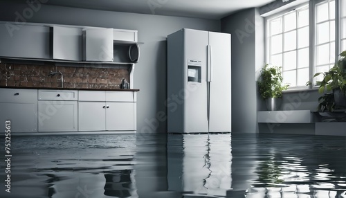 Signs of water damage in a flooded basement