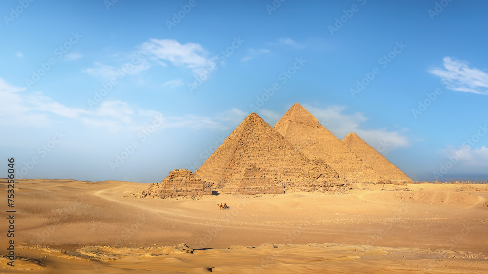 A view of the great pyramids, Giza, Egypt.	