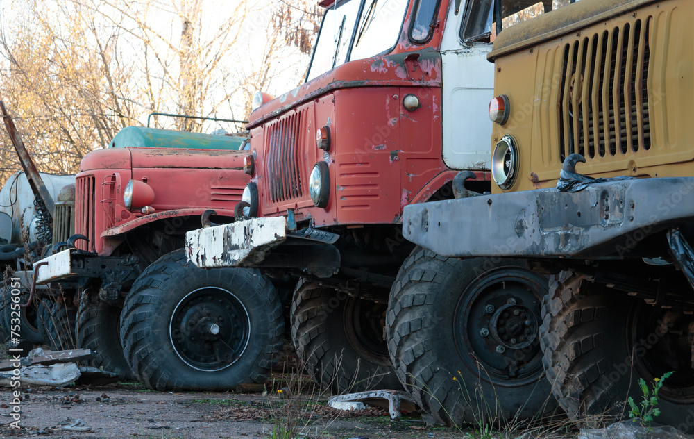 abandoned cars from the times of the USSR, fire engines hardly