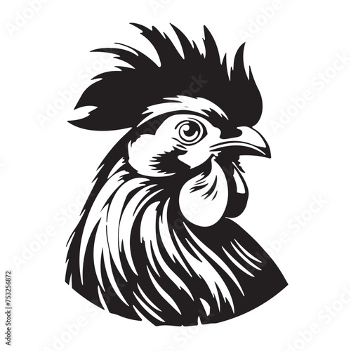 Hand drawn rooster face isolated.