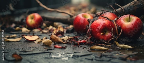 Ripe Apples on Wooden Table...