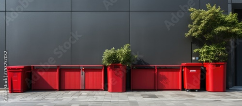 Vibrant Row of Red Rubbish ...
