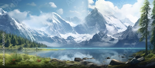 Tranquil Mountain Lake Scen...