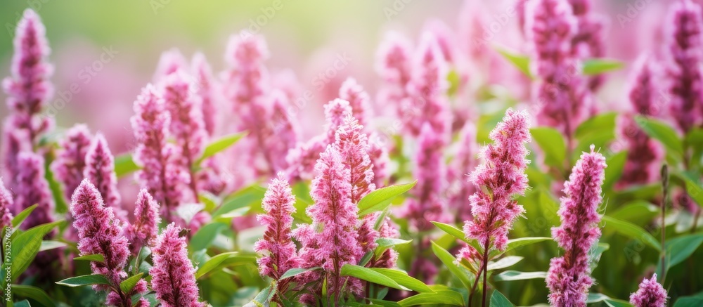Obraz premium Enchanting Pink Flowers Bloom Beautifully in Lush Garden Setting