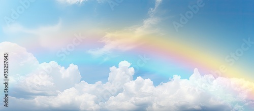 A Joyful Rainbow Illuminates the Evening Sky with Vibrant Colors and Radiant Beauty