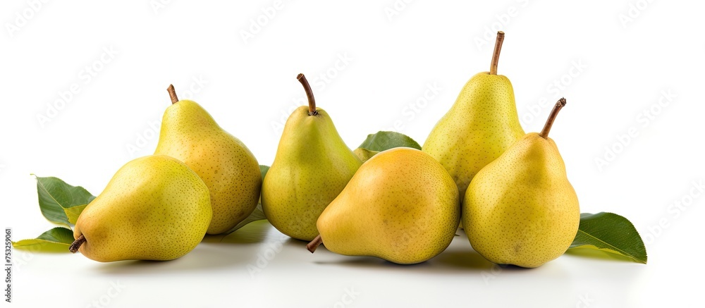 Vibrant trio of fresh ripe pears in a picturesque composition Vibrant trio of fresh ripe pears in a picturesque composition