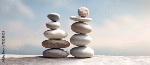 Zen Balancing Act  Tranquil Rock Sculpture Symbolizing Harmony and Serenity