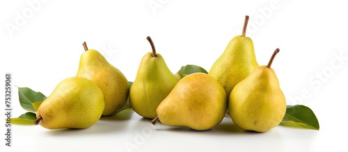 Vibrant trio of fresh ripe pears in a picturesque composition