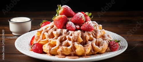 Delicious breakfast of waff...