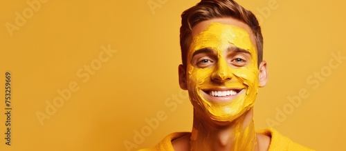 Man in Yellow Face Mask Pro...