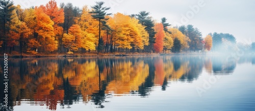 Tranquil Reflections: Serene Body of Water Surrounded by Nature's Beauty
